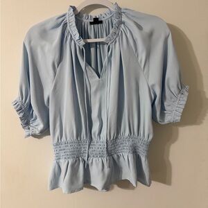 Ann Taylor Soft Blue Ruffled Blouse